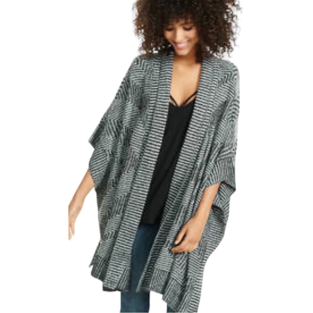 Express Ribbed Open Front Shawl Poncho Cardigan Size OS (One Size)